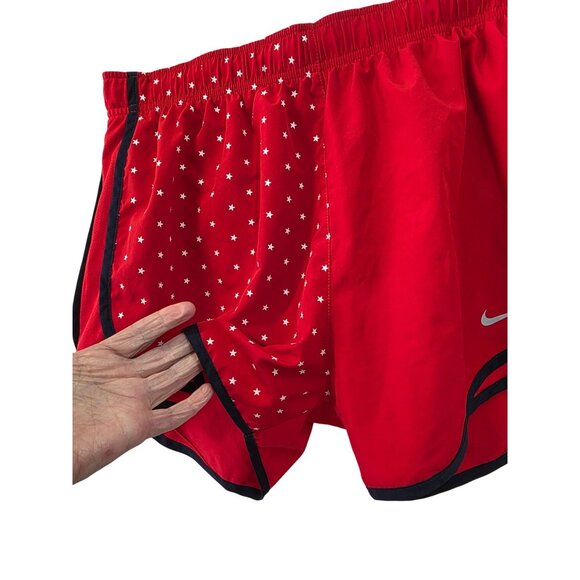 Nike Dri-Fit Tempo Running Shorts Women Sz L Red Stars USA Print Lightweight NEW - Picture 7 of 10